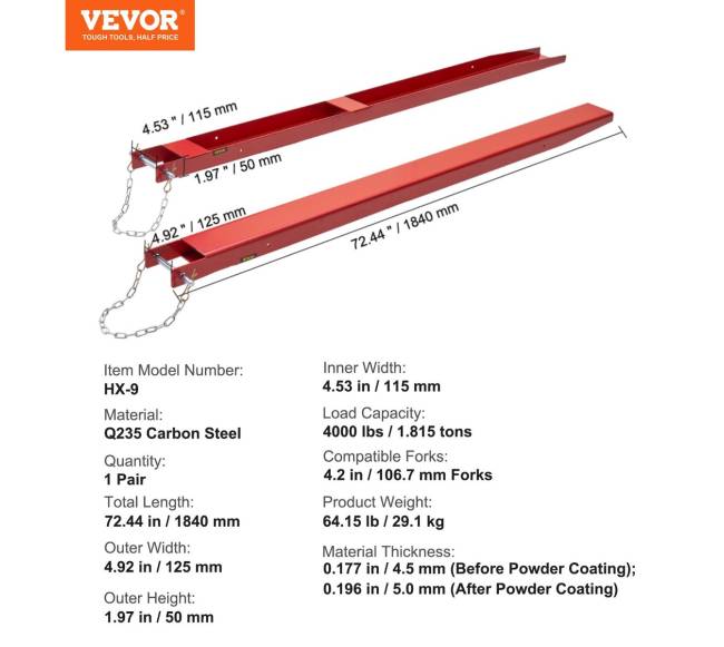 Padėklų šakių prailgintuvai 184 cm ilgio4