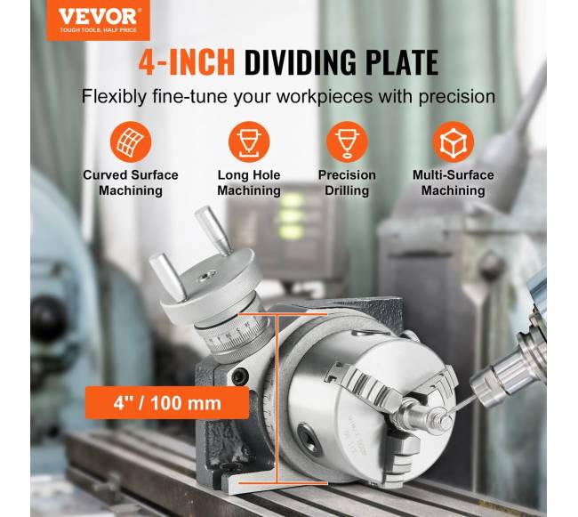 Rotacinis stalas frezavimo staklėms, 100 mm1