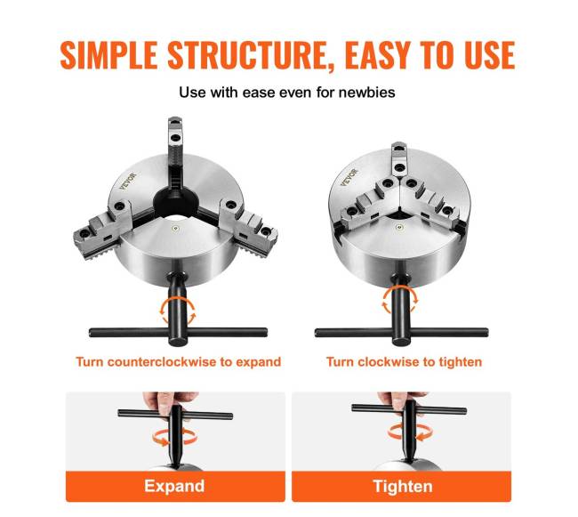 10 colių trijų žandų tekinimo staklių griebtuvė, savaime centruojanti4