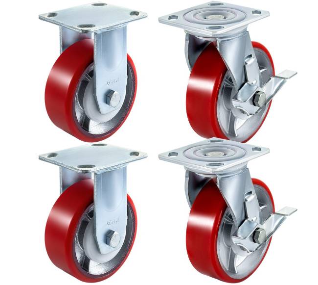 4 ratų 6 x 5 cm ritinėliai su stabdžiu0