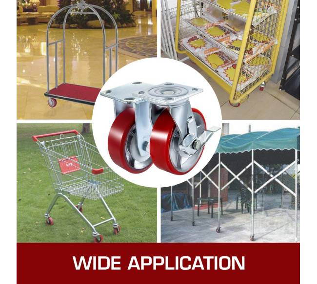 4 ratų 6 x 5 cm ritinėliai su stabdžiu6