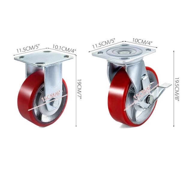 4 ratų 6 x 5 cm ritinėliai su stabdžiu7