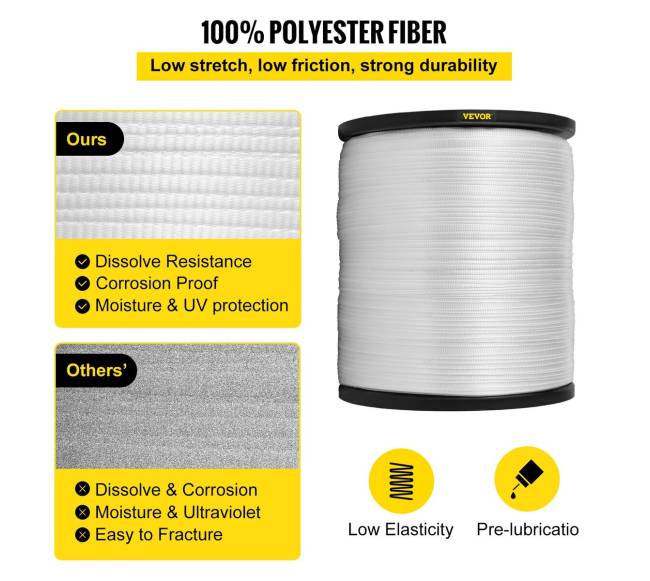 567 kg poliesterinė traukimo juosta, 961 m x 12,7 mm3