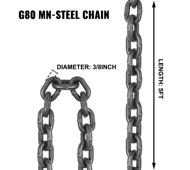 5 pėdų grandinė su kabliais 4 tonų3
