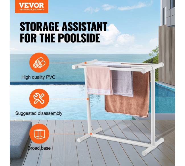 Baltojo PVC rankšluosčių stovas su 5 lentomis1