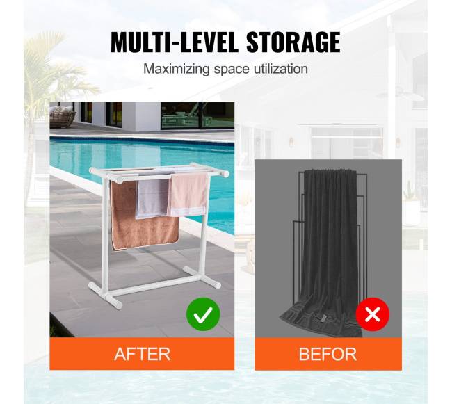 Baltojo PVC rankšluosčių stovas su 5 lentomis2