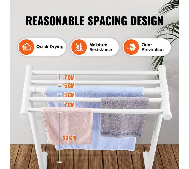 Baltojo PVC rankšluosčių stovas su 5 lentomis3