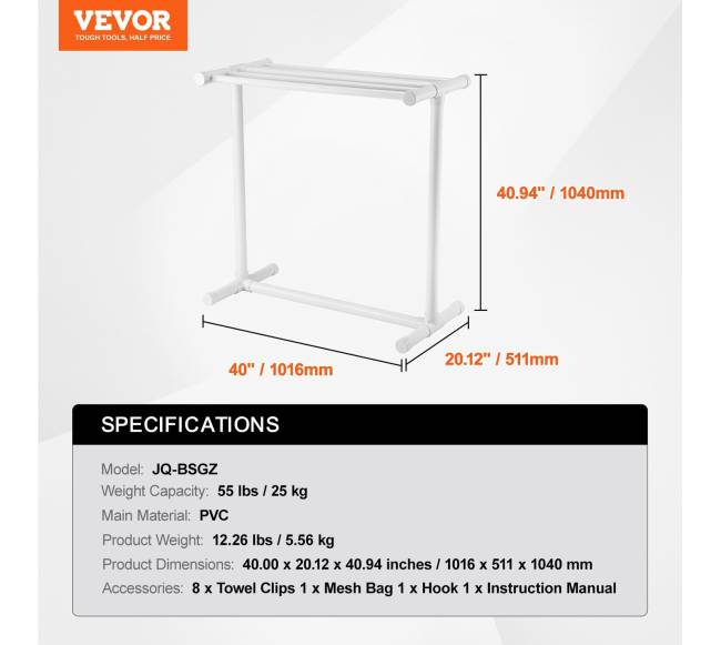 Baltojo PVC rankšluosčių stovas su 5 lentomis6