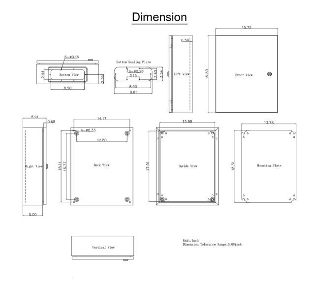 NEMA plieninė dėžutė 50 x 40 x 15 cm9