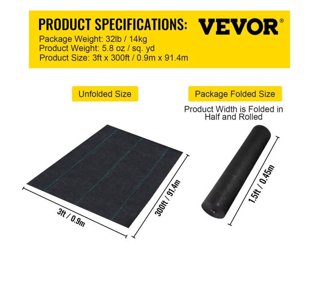 Piktžolių barjeras, geotekstilė sodui 0,9x91,4 m6