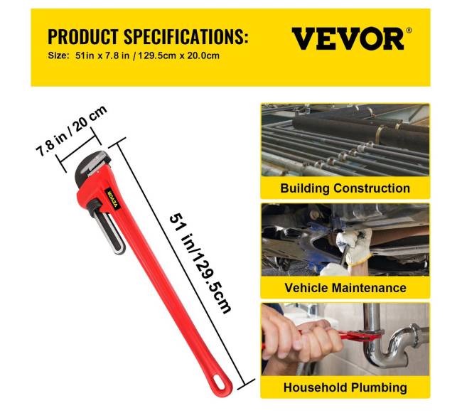 Vamzdis raktas, 152 cm reguliuojamas įrankis6