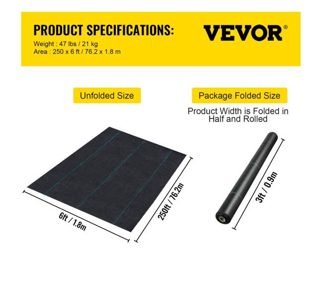 Piktžolių barjerinė geotekstilė 1.8 x 76 m6