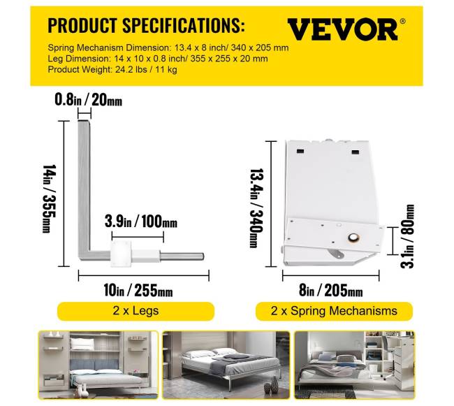 murphy lova montavimo mechanizmas, vertikalus6