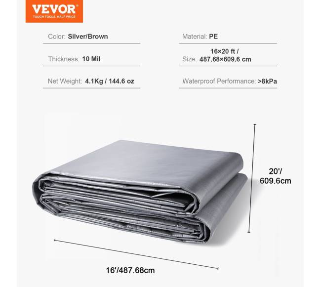 Atspari vandeniui brezentinė danga 16x20 pėdų6
