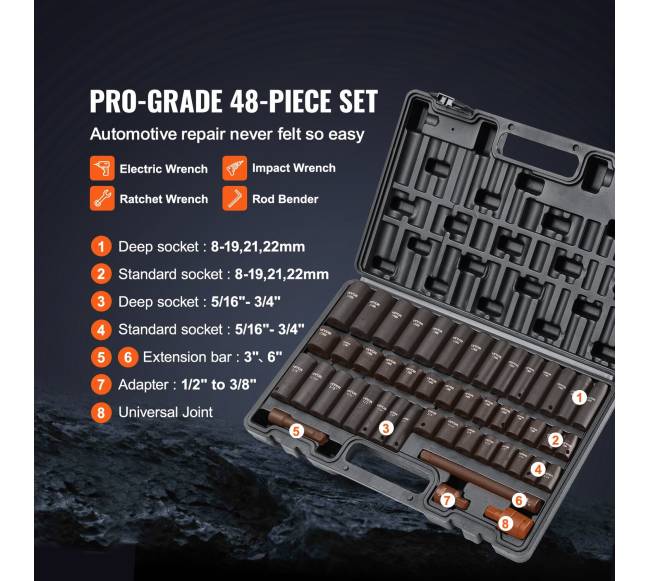 38" smūginis galvučių rinkinys, 48 dalys2