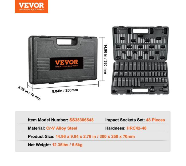 38" smūginis galvučių rinkinys, 48 dalys6