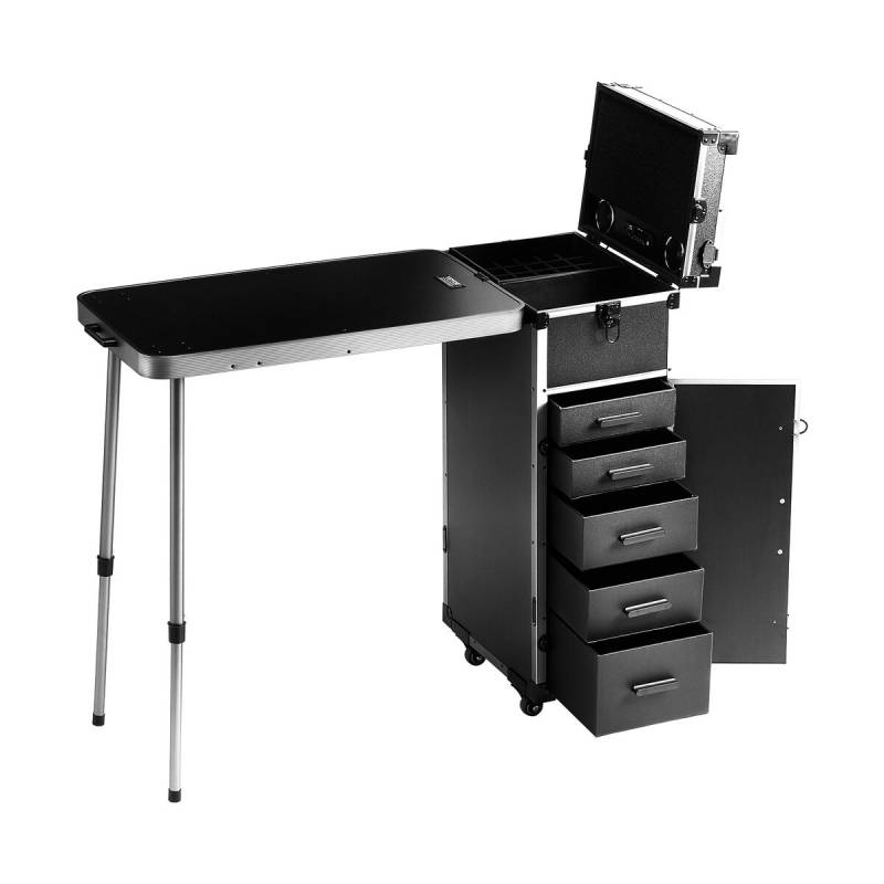 Juoda aliuminio kosmetinė su stalčiais0