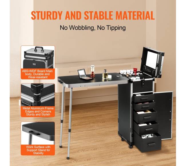 Juoda aliuminio kosmetinė su stalčiais2