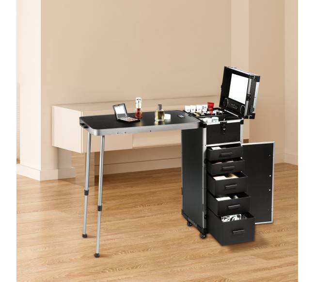 Juoda aliuminio kosmetinė su stalčiais7