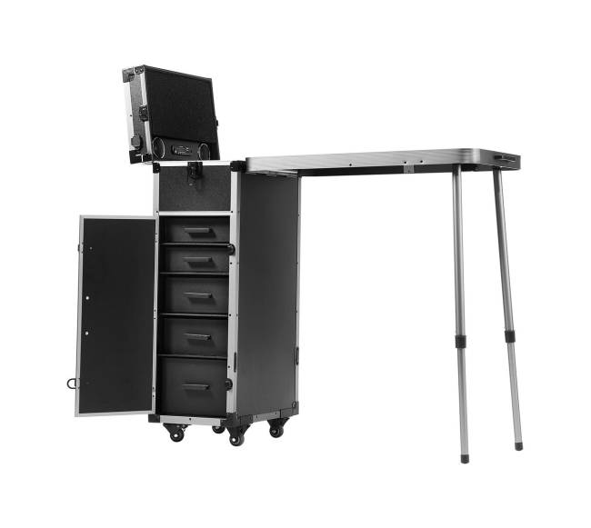 Juoda aliuminio kosmetinė su stalčiais10