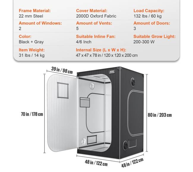 4x4 augalų auginimo palapinė su langeliu6