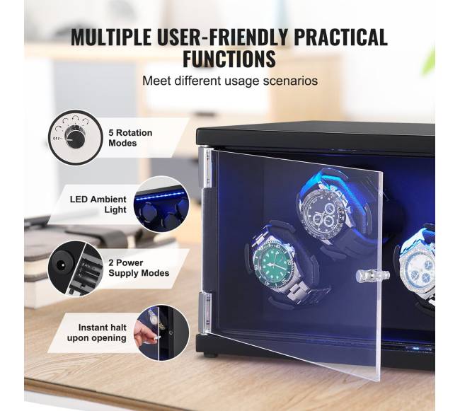 Automatinių laikrodžių laikiklis su dviem motorais4