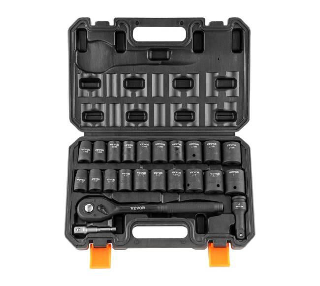 12" smūginis galvučių rinkinys, 23 vnt. SAE ir metrinis9