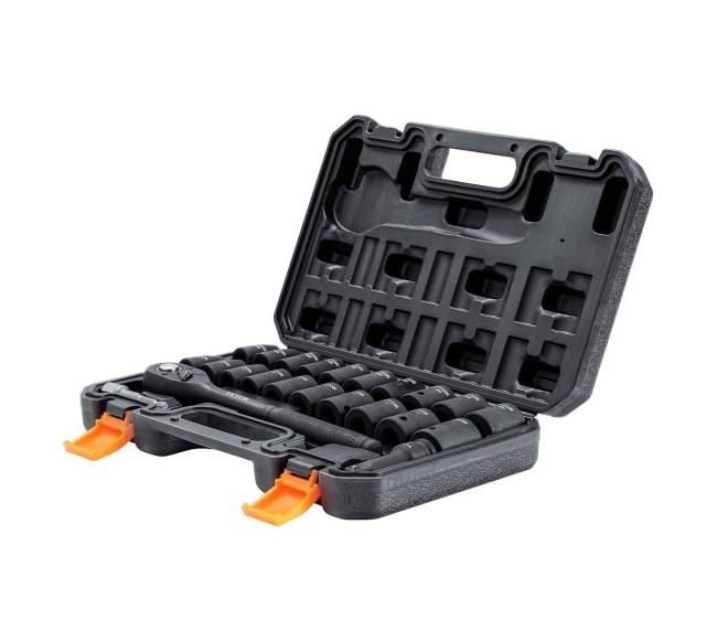 12" smūginis galvučių rinkinys, 23 vnt. SAE ir metrinis10