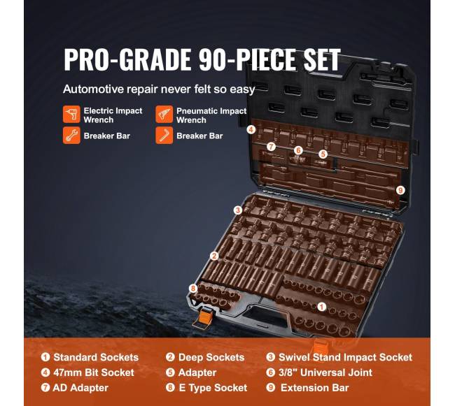 38" smūginiai galvučių rinkinys, 90 vnt.2