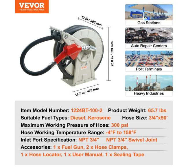 Degalų žarna suvyniota 34" x 506