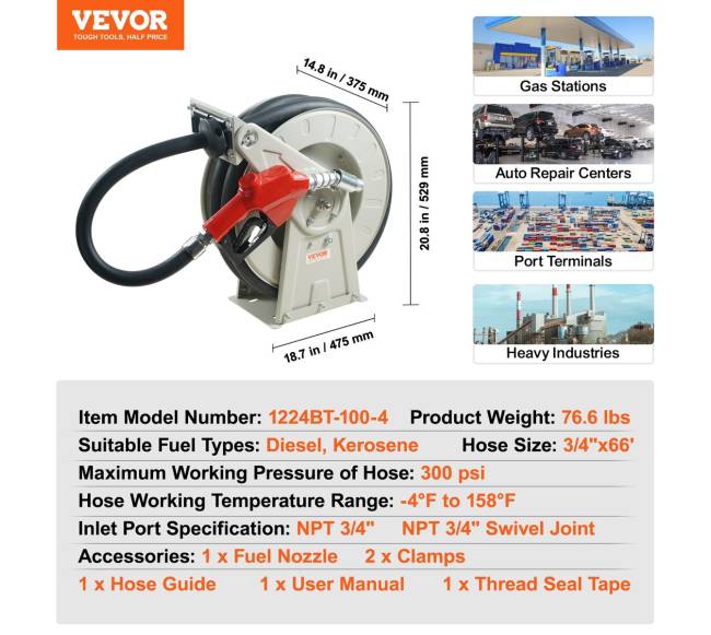 Dyzelino žarnos ritė, 34" x 666