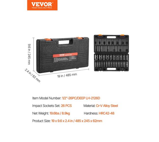 26 dalių smūginis galvučių rinkinys6