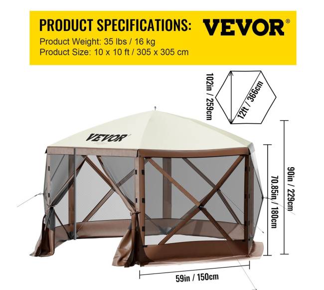 Šešiakampė palapinė su tinkliniais langais6