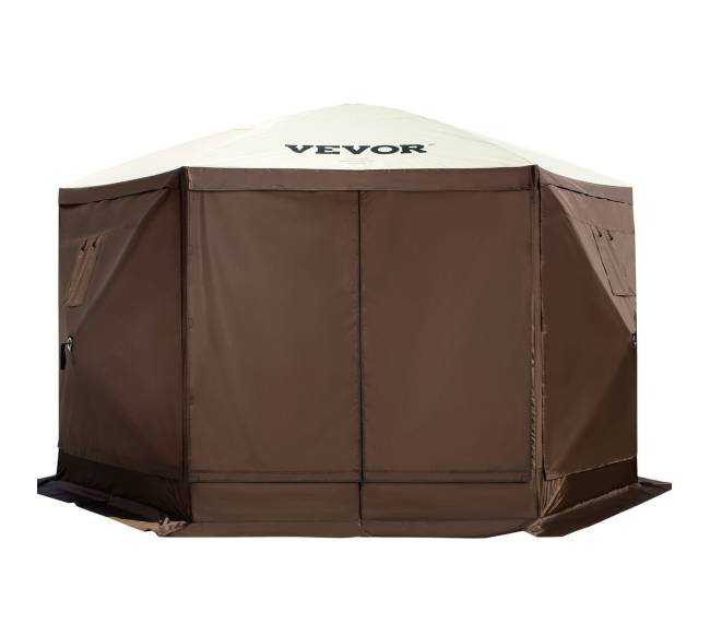 Šešiakampė palapinė su tinkliniais langais8