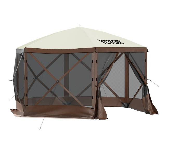 Šešiakampė palapinė su tinkliniais langais9