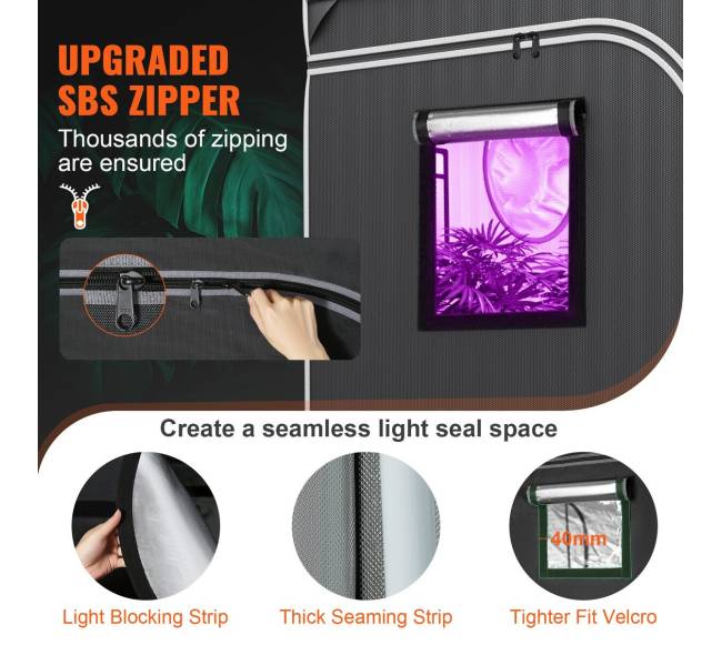 Hidroponikos auginimo palapinė 120 x 60 x 180 cm su langeliu3