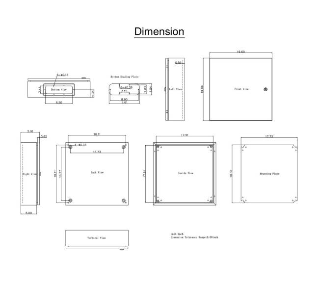 NEMA plieno dėžė, 50 x 50 x 15 cm9