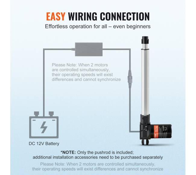 12V 300mm linijinis pavaras, 6000N su apsauga IP445
