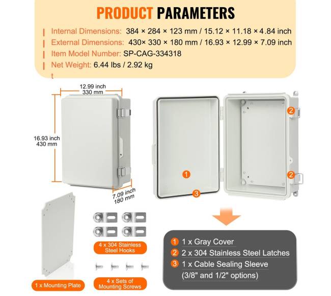 Lauko elektro jungiamoji dėžė, IP67, 43 x 33 x 18 cm6