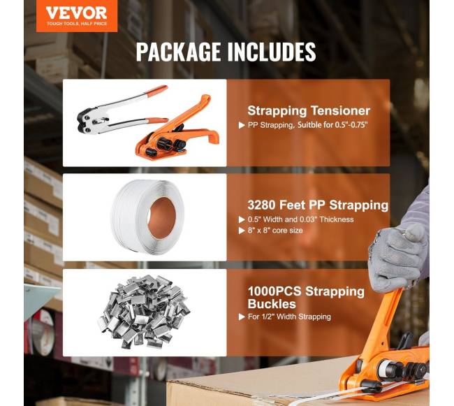 Pakavimo juostų rinkinys su įtempikliu ir užspaudėju1