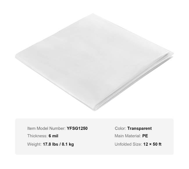 Skaidri šiltnamių plėvelė 3,6 x 15 m, 0,15 mm6