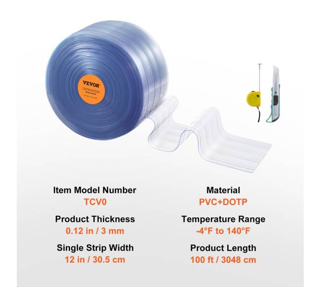 Skaidri PVC juostinė užuolaida 30 m6