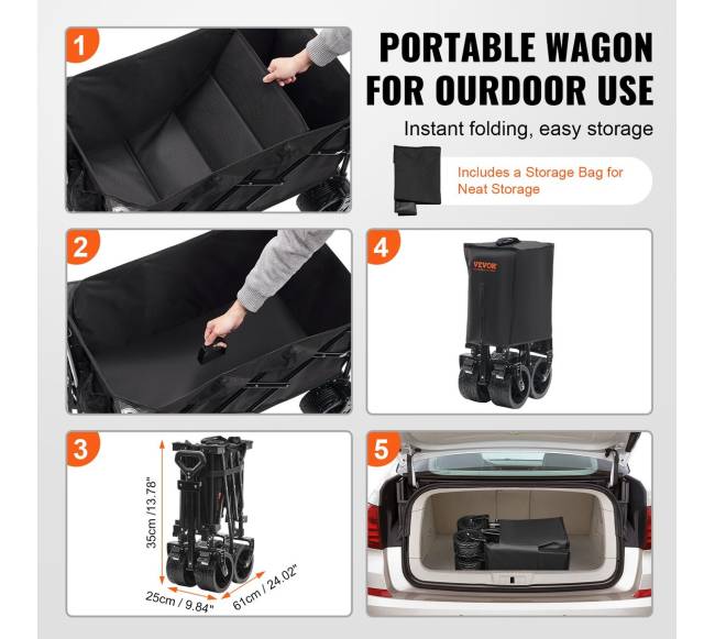 Sulankstomas vežimėlis sodo ir išvykų naudojimui5