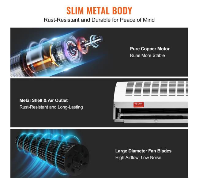 1,2 m patalpų oro užuolaida dviem greičiais5