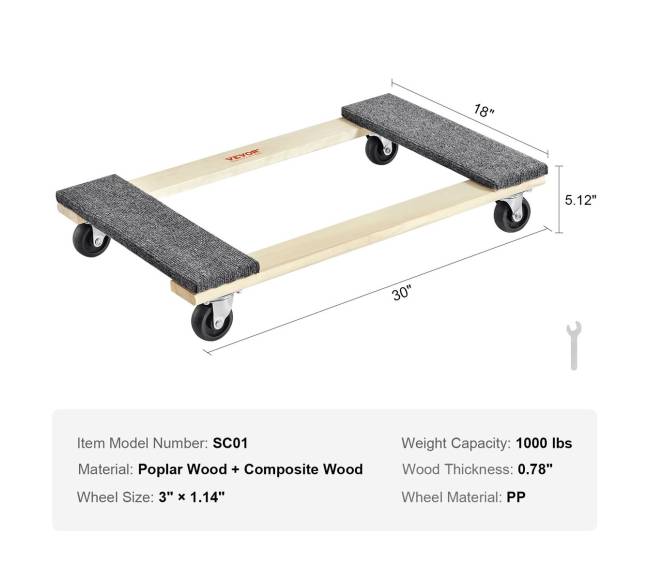 Baldų vežimėlis su ratukais, 454 kg apkrova6