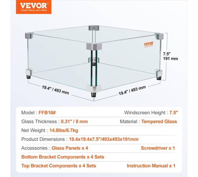 Kvadratinis dujinio židinio vėjo apsauga iš grūdinto stiklo6