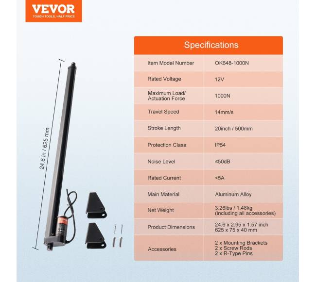 Linijinis pavaras 12V 500mm6