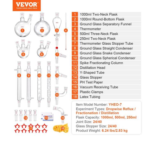 Laboratorinis distiliavimo rinkinys su 3.3 boro stiklu6