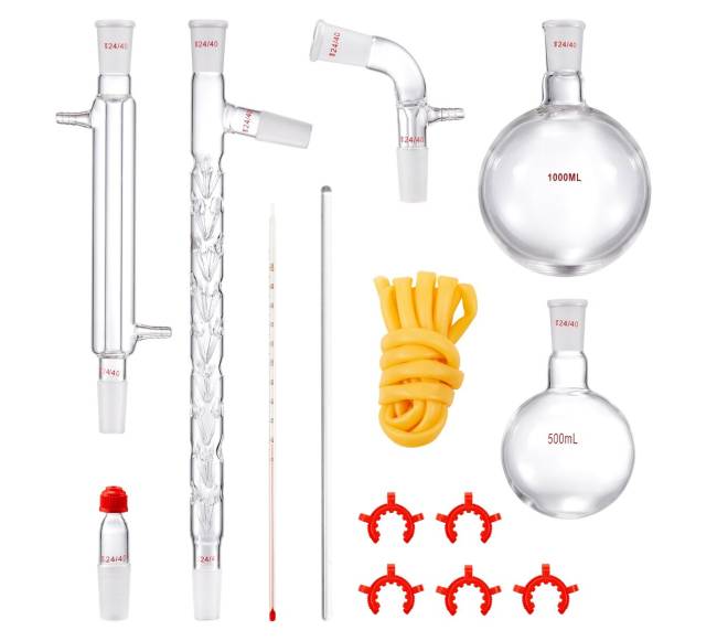 Laboratorinė distiliacijos įranga su 1000 ml kolbomis9