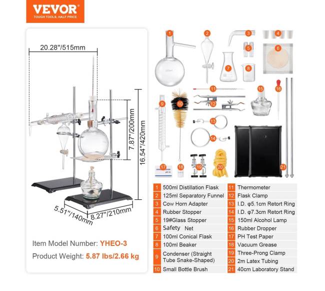 Eterinio aliejaus distiliavimo rinkinys, 500 ml6